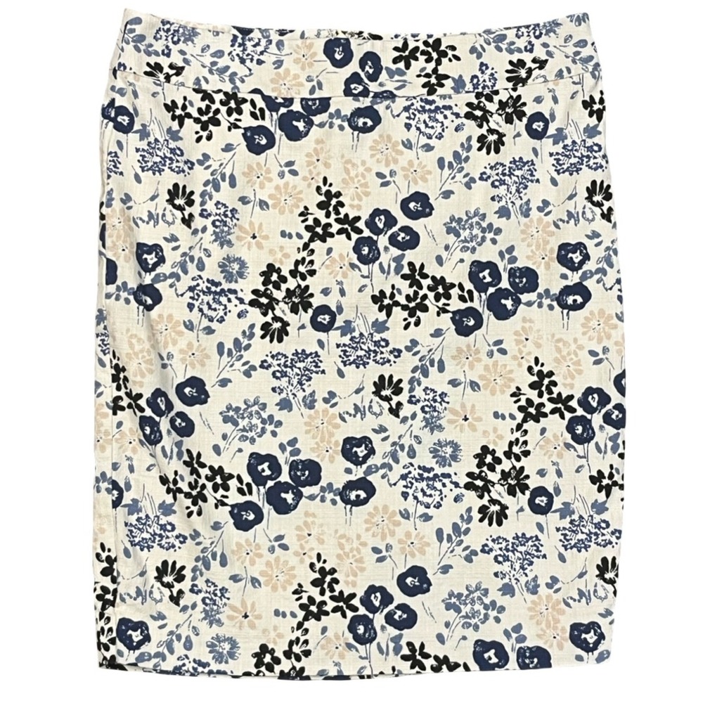 Ann‎ Taylor Textured Floral Pencil Skirt Cotton Blend Size 8